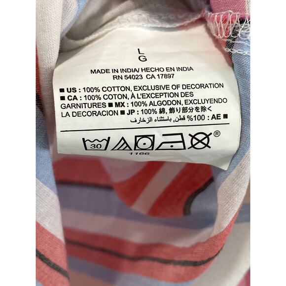 Old Navy Striped Fringe Cotton Shirt Tunic Cover Up Kimono Size L Resort Beachy - Picture 8 of 10